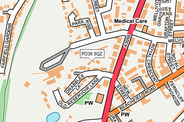 PO36 9QZ map - OS OpenMap – Local (Ordnance Survey)