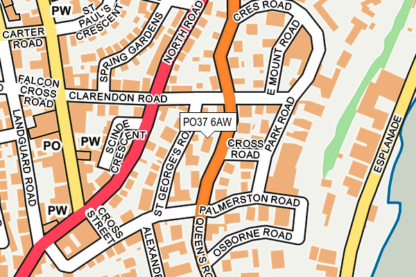 PO37 6AW map - OS OpenMap – Local (Ordnance Survey)