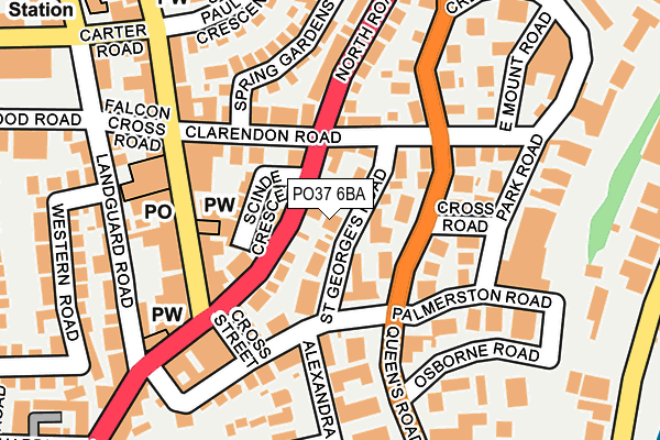 PO37 6BA map - OS OpenMap – Local (Ordnance Survey)