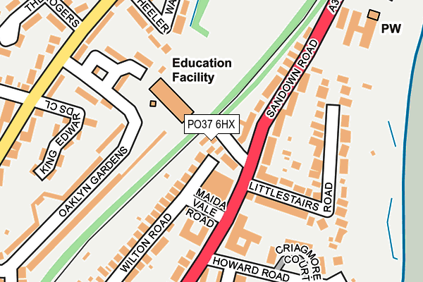 PO37 6HX map - OS OpenMap – Local (Ordnance Survey)