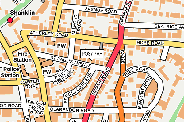 PO37 7AH map - OS OpenMap – Local (Ordnance Survey)