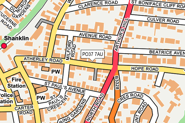 PO37 7AU map - OS OpenMap – Local (Ordnance Survey)