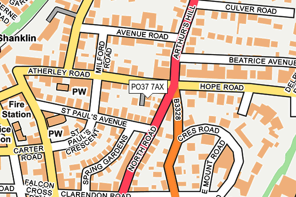 PO37 7AX map - OS OpenMap – Local (Ordnance Survey)