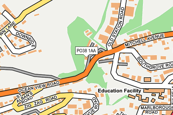 PO38 1AA map - OS OpenMap – Local (Ordnance Survey)