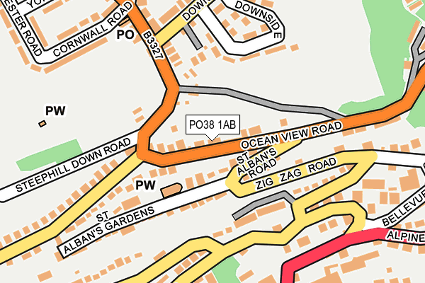 PO38 1AB map - OS OpenMap – Local (Ordnance Survey)