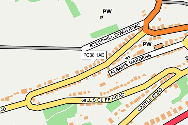 PO38 1AD map - OS OpenMap – Local (Ordnance Survey)