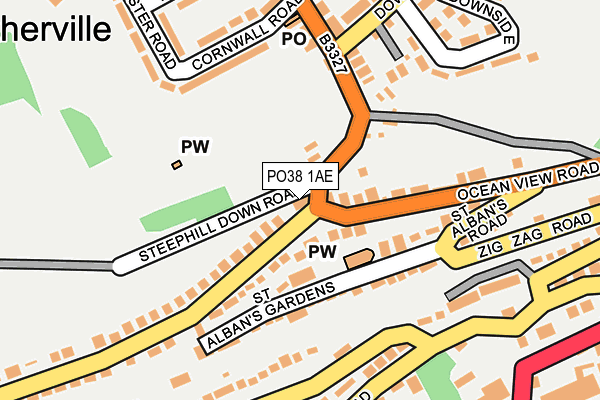 PO38 1AE map - OS OpenMap – Local (Ordnance Survey)