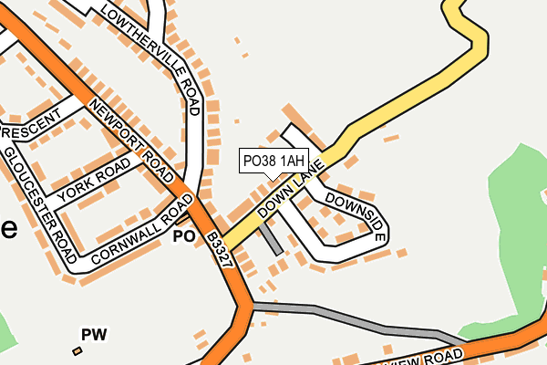 PO38 1AH map - OS OpenMap – Local (Ordnance Survey)