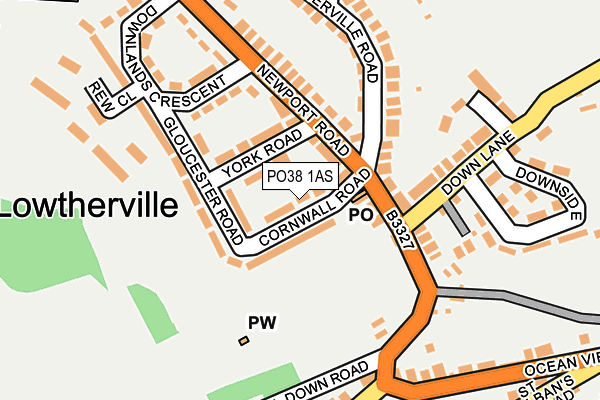 PO38 1AS map - OS OpenMap – Local (Ordnance Survey)