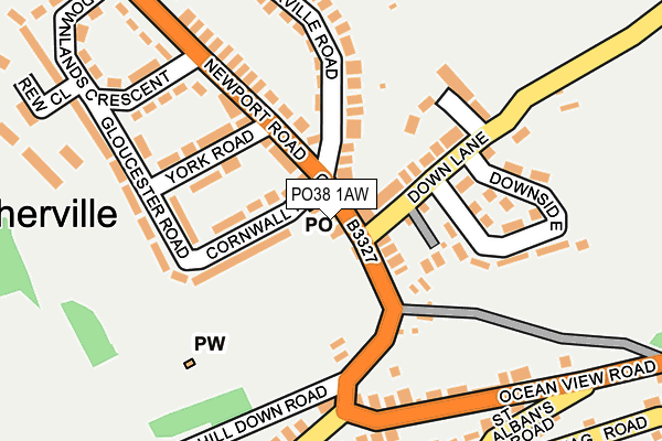 PO38 1AW map - OS OpenMap – Local (Ordnance Survey)