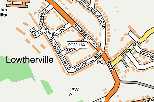 PO38 1AX map - OS OpenMap – Local (Ordnance Survey)