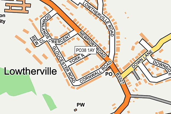 PO38 1AY map - OS OpenMap – Local (Ordnance Survey)