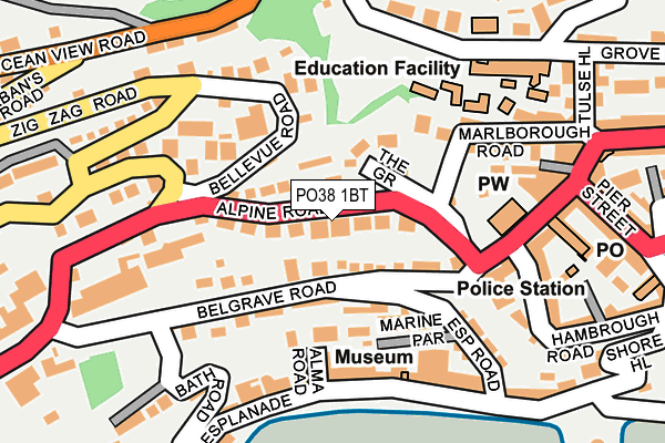 PO38 1BT map - OS OpenMap – Local (Ordnance Survey)