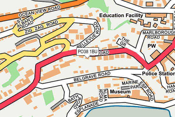 PO38 1BU map - OS OpenMap – Local (Ordnance Survey)