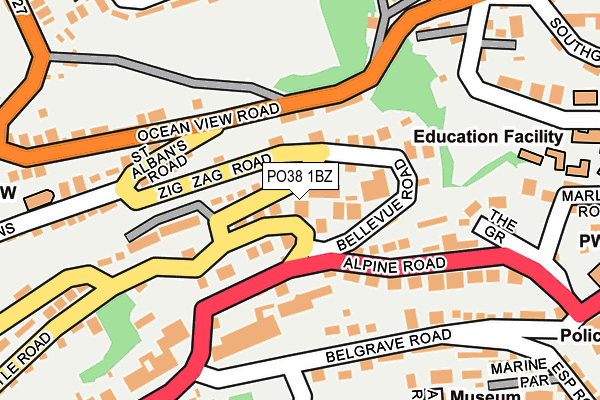 PO38 1BZ map - OS OpenMap – Local (Ordnance Survey)
