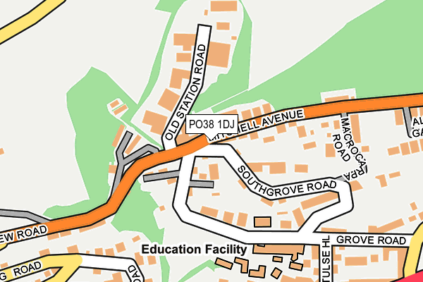 PO38 1DJ map - OS OpenMap – Local (Ordnance Survey)