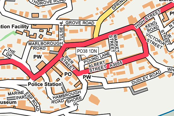 PO38 1DN map - OS OpenMap – Local (Ordnance Survey)