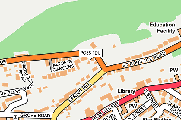 PO38 1DU map - OS OpenMap – Local (Ordnance Survey)
