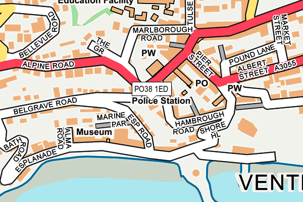 PO38 1ED map - OS OpenMap – Local (Ordnance Survey)