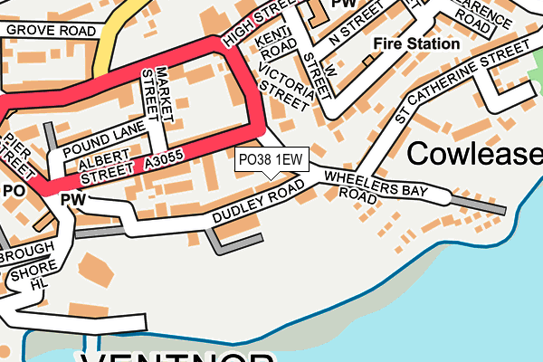 PO38 1EW map - OS OpenMap – Local (Ordnance Survey)