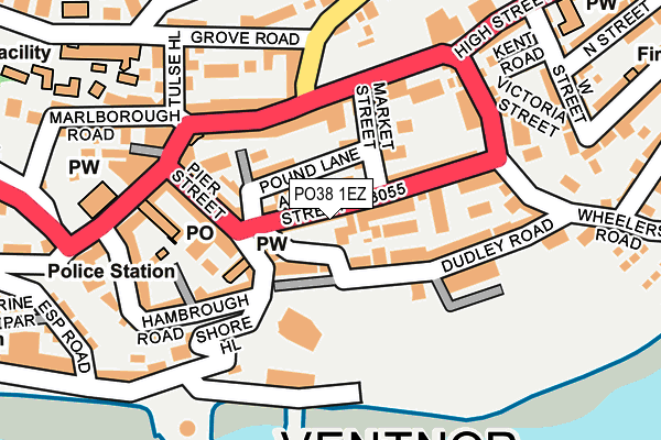 PO38 1EZ map - OS OpenMap – Local (Ordnance Survey)