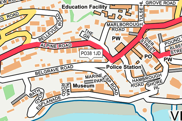 PO38 1JD map - OS OpenMap – Local (Ordnance Survey)