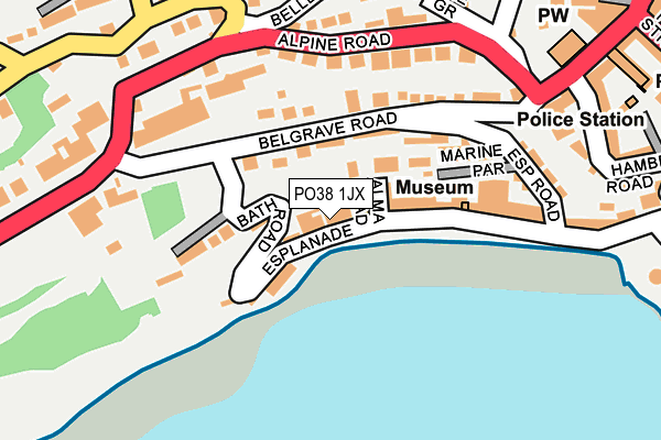 PO38 1JX map - OS OpenMap – Local (Ordnance Survey)