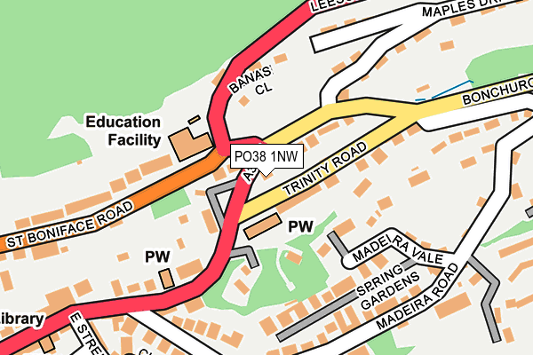 PO38 1NW map - OS OpenMap – Local (Ordnance Survey)