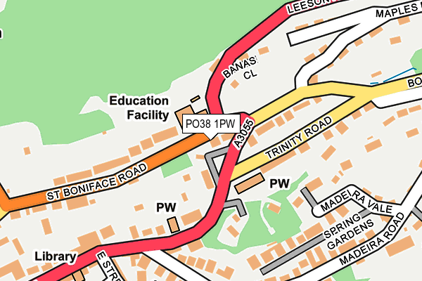 PO38 1PW map - OS OpenMap – Local (Ordnance Survey)