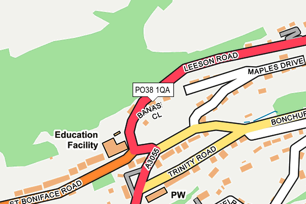 PO38 1QA map - OS OpenMap – Local (Ordnance Survey)