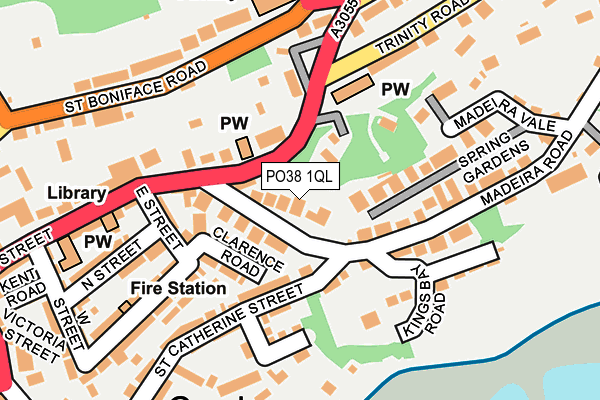 PO38 1QL map - OS OpenMap – Local (Ordnance Survey)