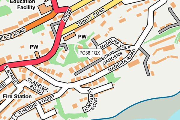 PO38 1QX map - OS OpenMap – Local (Ordnance Survey)