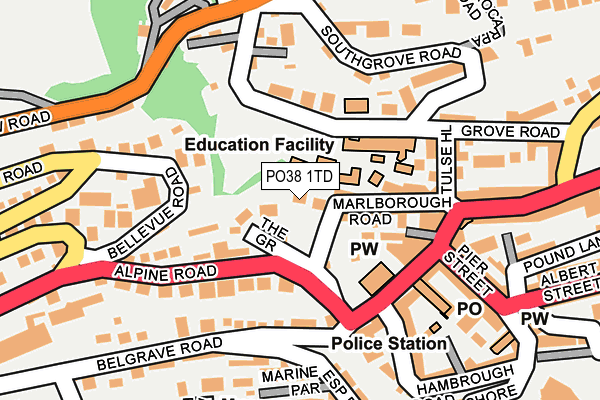 PO38 1TD map - OS OpenMap – Local (Ordnance Survey)