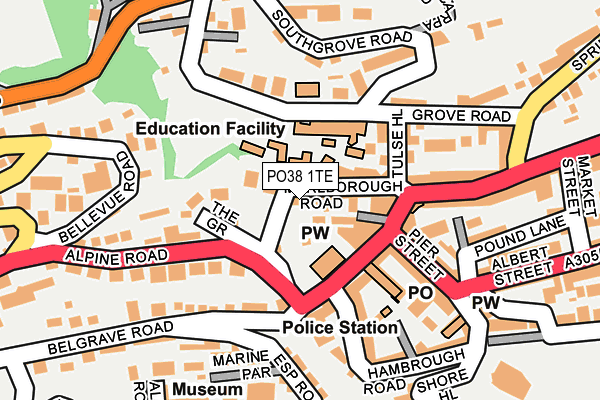PO38 1TE map - OS OpenMap – Local (Ordnance Survey)
