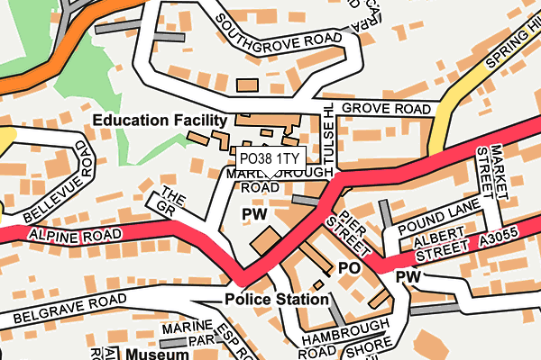 PO38 1TY map - OS OpenMap – Local (Ordnance Survey)