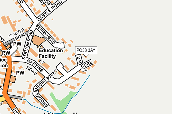 PO38 3AY map - OS OpenMap – Local (Ordnance Survey)