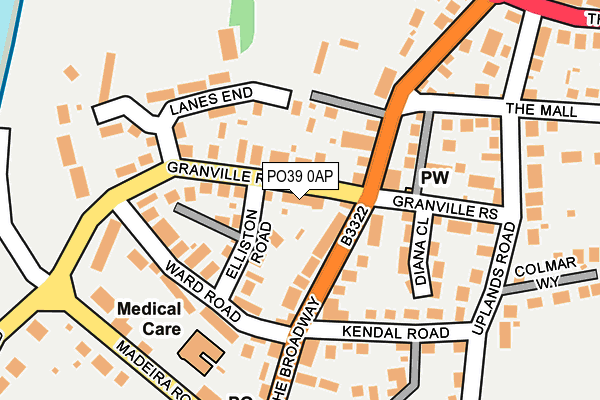 PO39 0AP map - OS OpenMap – Local (Ordnance Survey)