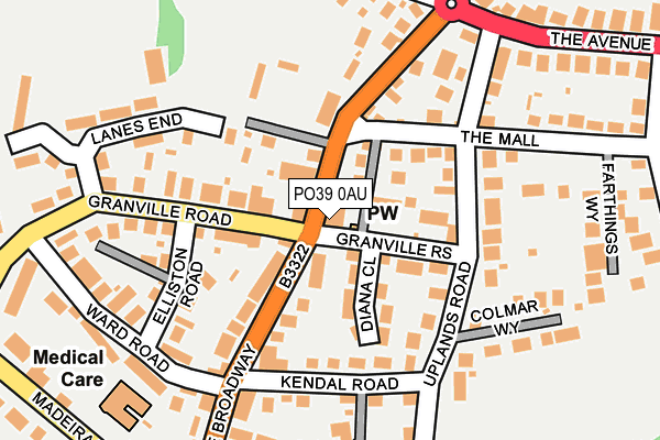 PO39 0AU map - OS OpenMap – Local (Ordnance Survey)
