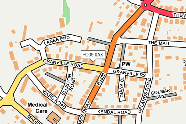 Map of GRANVILLE STORES (IOW) LTD at local scale