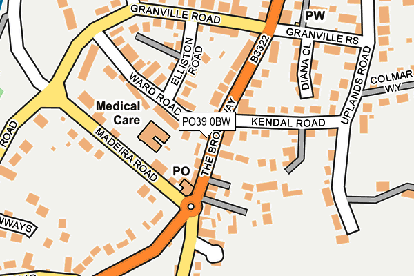 PO39 0BW map - OS OpenMap – Local (Ordnance Survey)