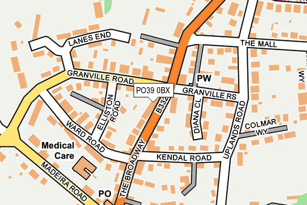 PO39 0BX map - OS OpenMap – Local (Ordnance Survey)