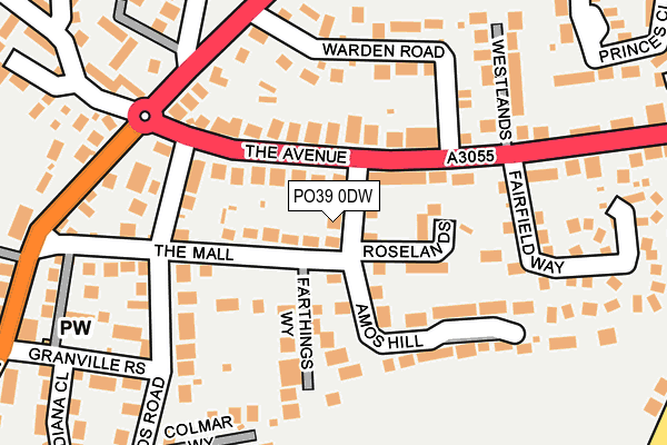 PO39 0DW map - OS OpenMap – Local (Ordnance Survey)