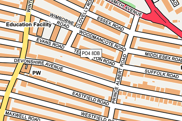 PO4 8DB map - OS OpenMap – Local (Ordnance Survey)