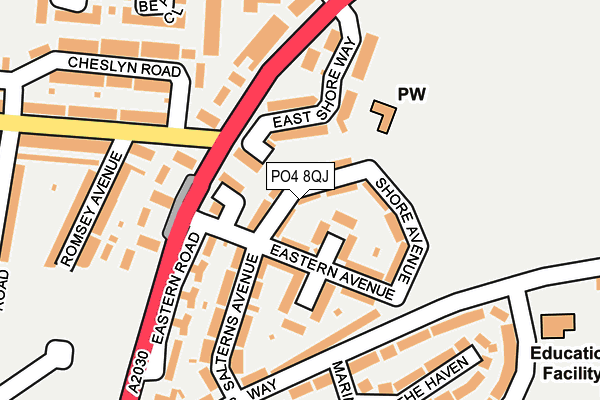 PO4 8QJ map - OS OpenMap – Local (Ordnance Survey)