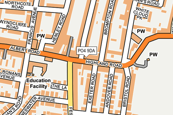 PO4 9DA map - OS OpenMap – Local (Ordnance Survey)