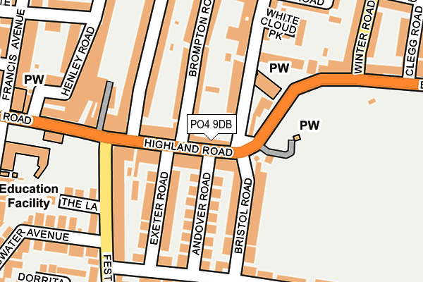 PO4 9DB map - OS OpenMap – Local (Ordnance Survey)