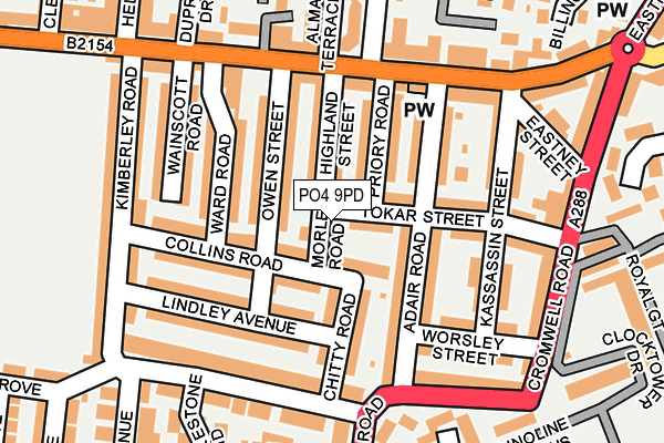 PO4 9PD map - OS OpenMap – Local (Ordnance Survey)