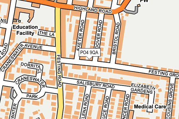 PO4 9QA map - OS OpenMap – Local (Ordnance Survey)