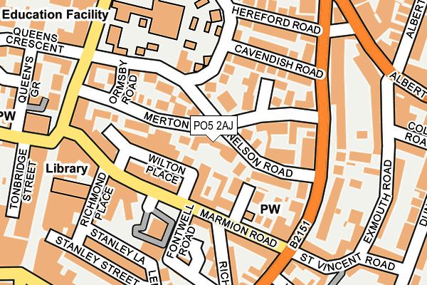 PO5 2AJ map - OS OpenMap – Local (Ordnance Survey)