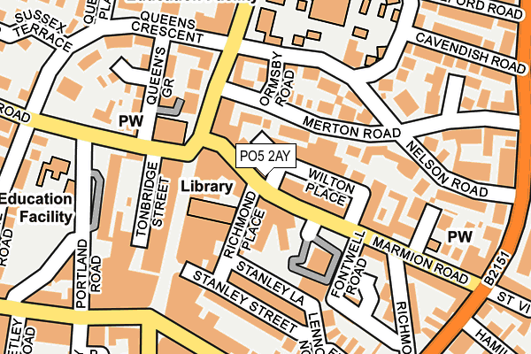 PO5 2AY map - OS OpenMap – Local (Ordnance Survey)